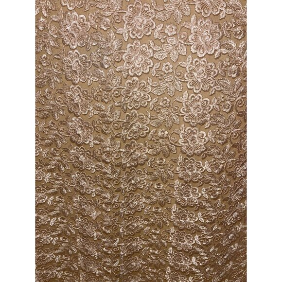 NEW Elegant Floral Lace Fabric Scalloped Edges Metallic Pink Sheer Mesh 40x68 - Picture 1 of 6